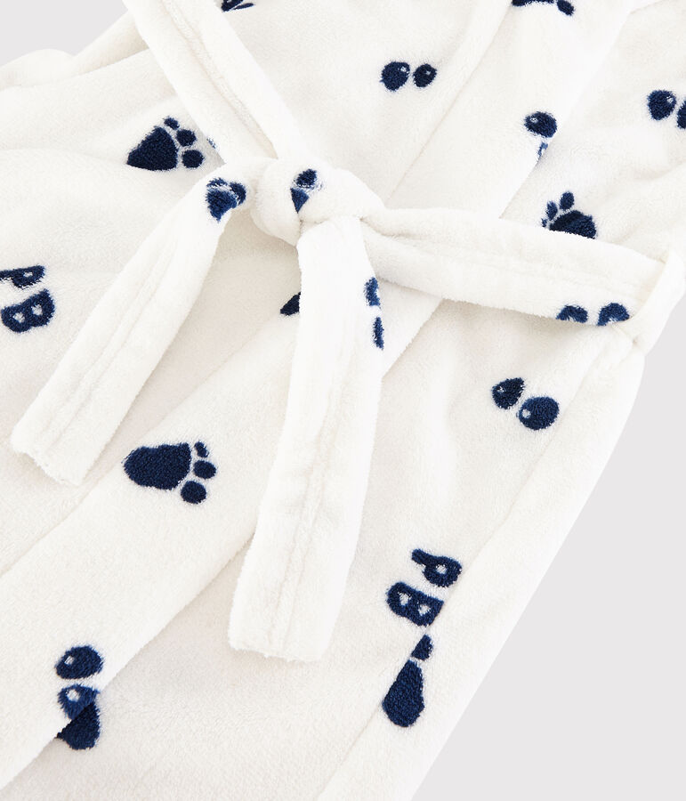 Robe de chambre petit gar&ccedil;on en polaire blanc/bleu