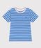 Teeshirt enfant en coton manches courtes à rayures bleu PORCELANA/ MARSHMALLOW