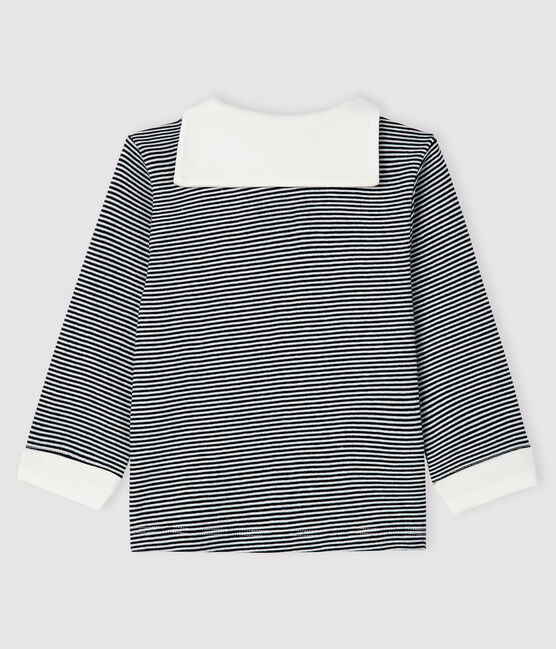Tee-shirt milleraies bébé garçon bleu SMOKING/blanc MARSHMALLOW