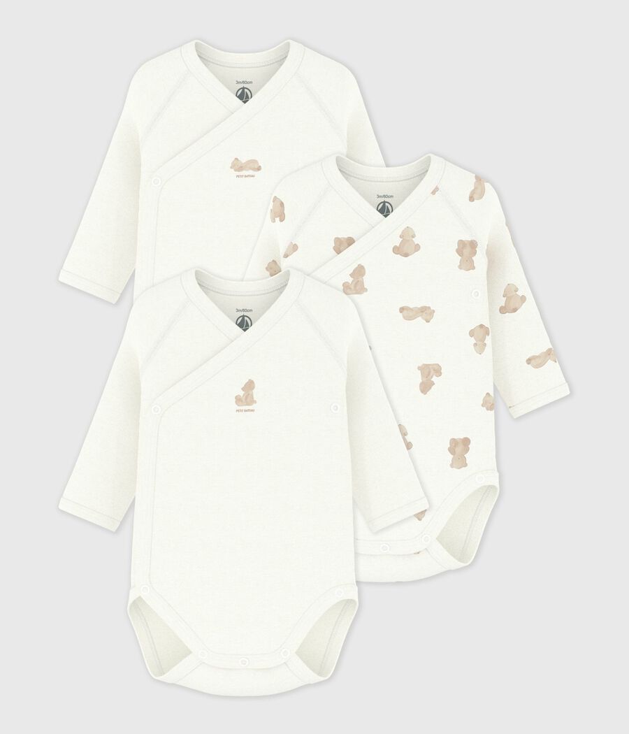 Lot de bodies croisés manches longues en coton imprimé bébé (Petit Bateau) - Couverture
