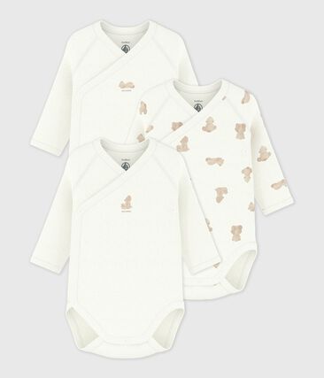 Lot de bodies croisés manches longues en coton imprimé bébé