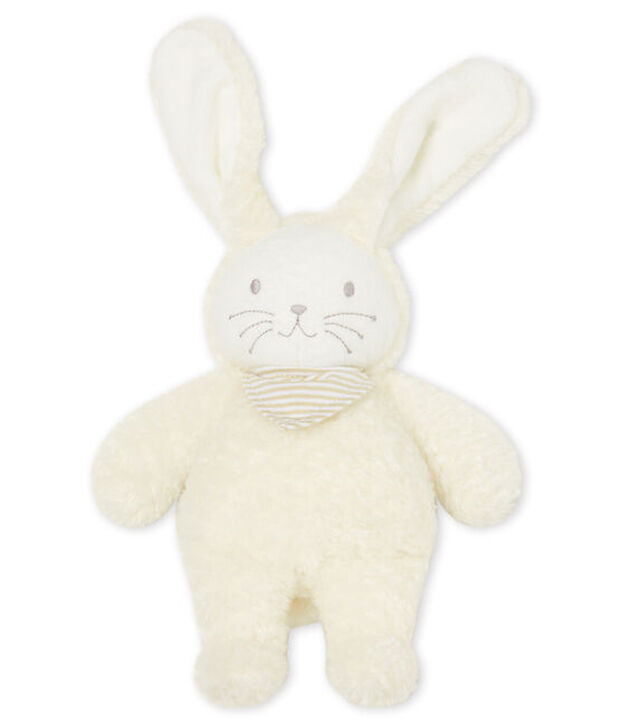 Doudou lapin musical b&eacute;b&eacute; en sherpa blanc