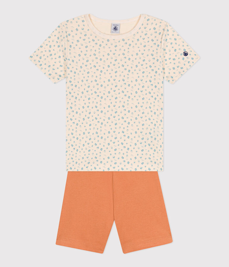Pyjama short enfant en coton orange/multicouleur