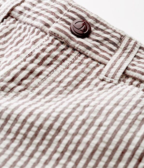 Pantalon bébé garçon rayé rouge VINO/blanc MARSHMALLOW