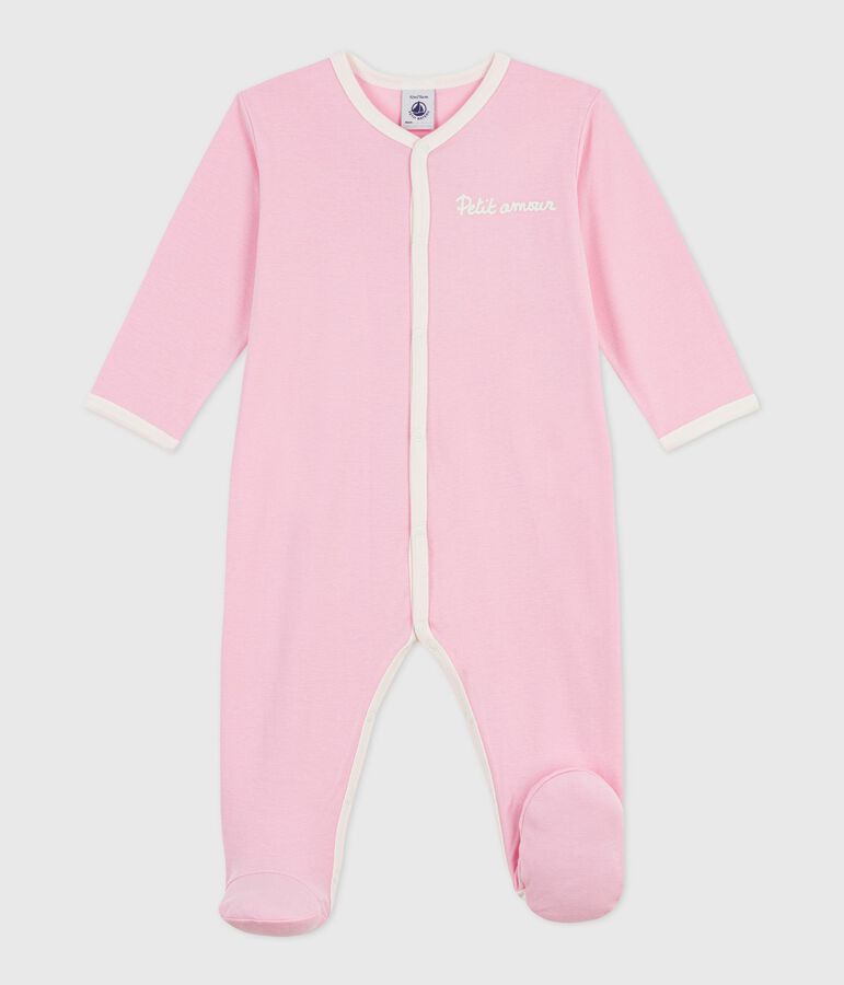 Pyjama b&eacute;b&eacute; en coton uni rose MARQUISE