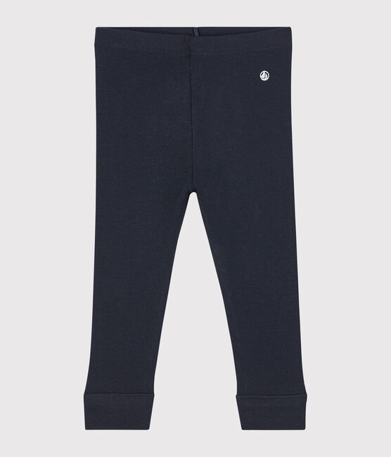 Legging bébé fille en côte 1x1 unie bleu SMOKING