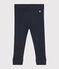 Legging bébé fille en côte 1x1 unie bleu SMOKING