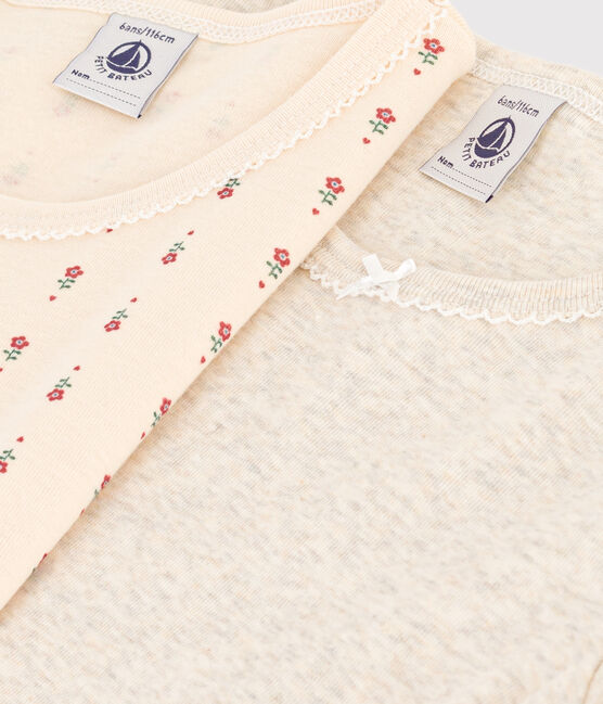 Lot de 2 tee-shirts à manches courtes fleur en coton enfant variante 1