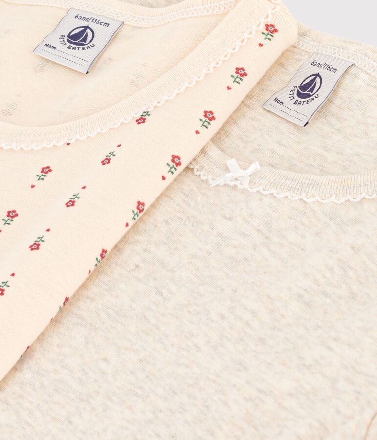 Lot de 2 tee-shirts &agrave; manches courtes fleur en coton enfant variante 1
