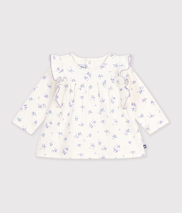 Blouse b&eacute;b&eacute; en coton manches longues imprim&eacute;e fleurs &eacute;cru/multicouleur