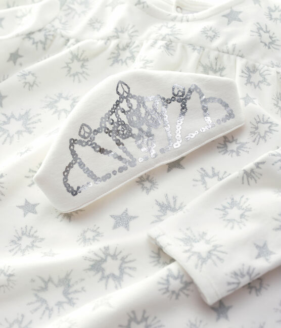 Chemise de nuit de princesse petite fille en velours blanc MARSHMALLOW/gris ARGENT