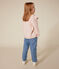 Sweatshirt en tubique enfant fille &eacute;cru/rose