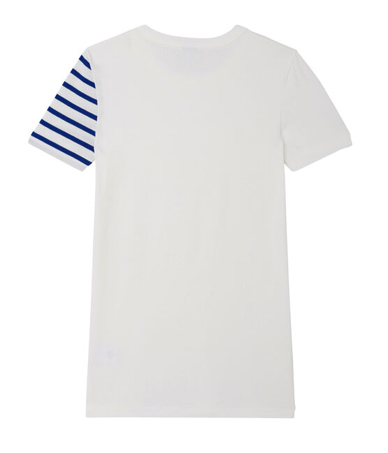 T-shirt femme fantaisie en côte originale blanc ECUME