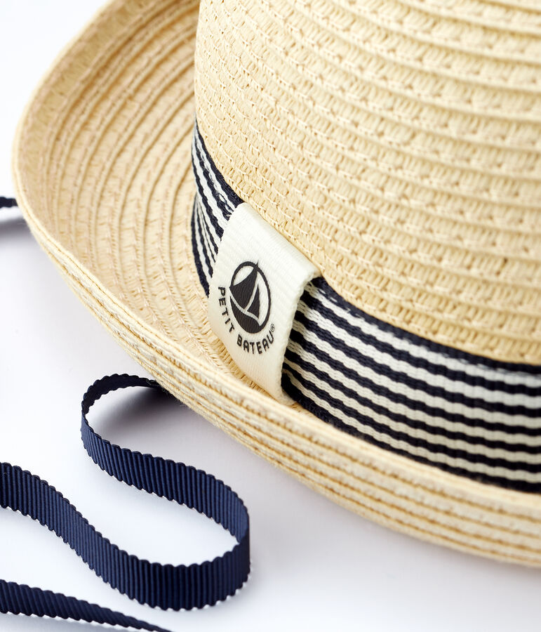 Chapeau rond en paille b&eacute;b&eacute; gar&ccedil;on rose NATUREL