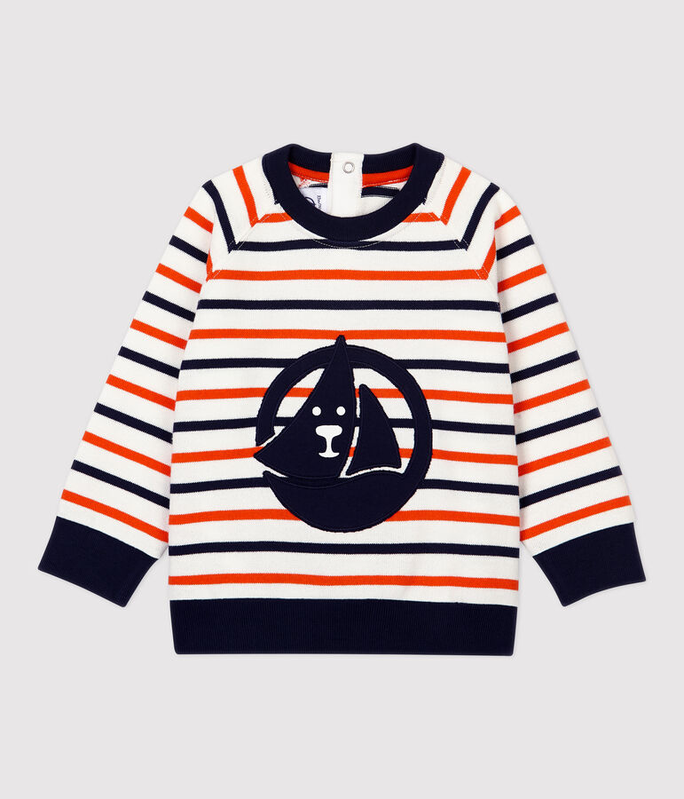 Sweatshirt en molleton b&eacute;b&eacute;. blanc MARSHMALLOW/ SMOKING/ CAROTTE