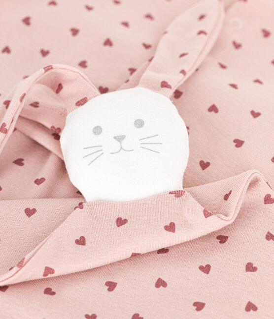 Ensemble coffret cardigan, pantalon et doudou en coton bébé rose SALINE/ ROSEWOOD