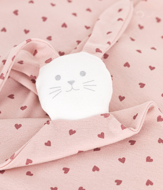 Ensemble coffret cardigan, pantalon et doudou en coton b&eacute;b&eacute; rose/rose