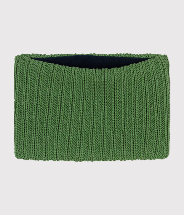 Snood en tricot doubl&eacute; en polaire enfant vert