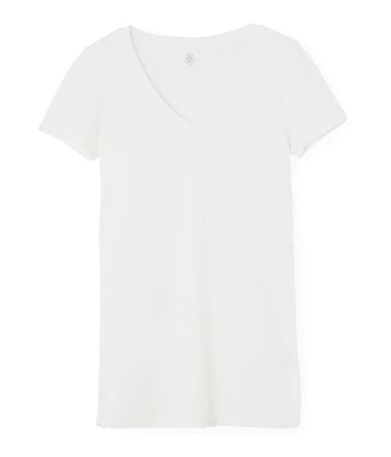 Tee-shirt manches femme courtes en coton léger blanc MARSHMALLOW