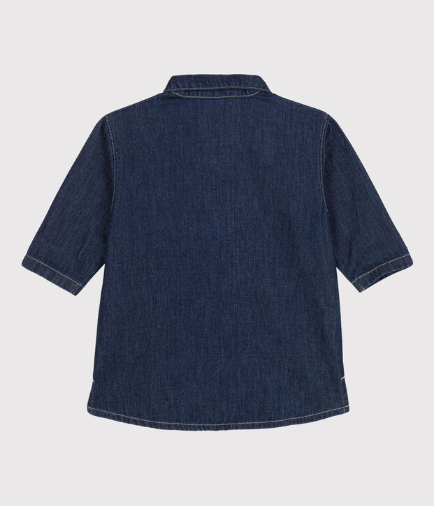 Robe manches longues b&eacute;b&eacute; en denim l&eacute;ger bleu