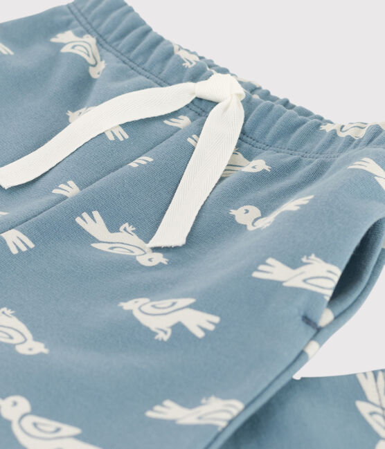Pantalon bébé imprimé en molleton bleu ROVER/blanc MARSHMALLOW