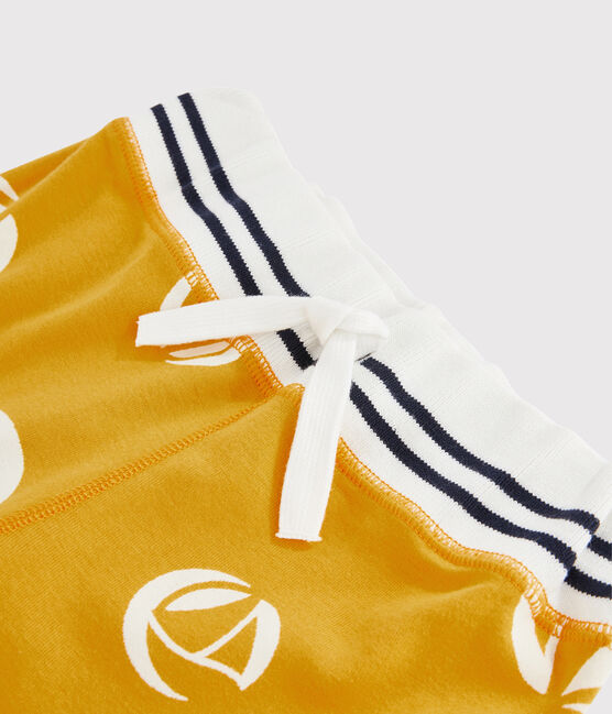 Bermuda en maille enfant garçon jaune BOUDOR/blanc MARSHMALLOW