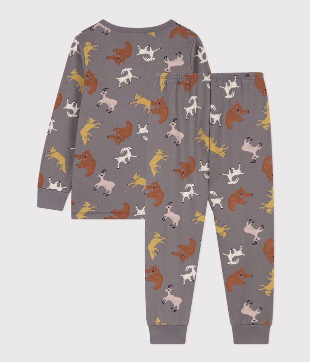 Pyjama animaux en molleton enfant gris/multicouleur