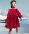Robe enfant manches longues en velours unie rouge TERKUIT