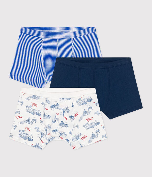 Lot de 3 boxers enfant en coton &agrave; ceinture collet&eacute;e imprim&eacute; Paris multicouleur