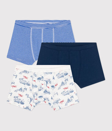 Lot de 3 boxers enfant en coton à ceinture colletée imprimé Paris