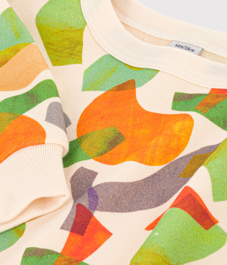 Sweatshirt imprim&eacute; en molleton enfant blanc AVALANCHE/ MULTICO