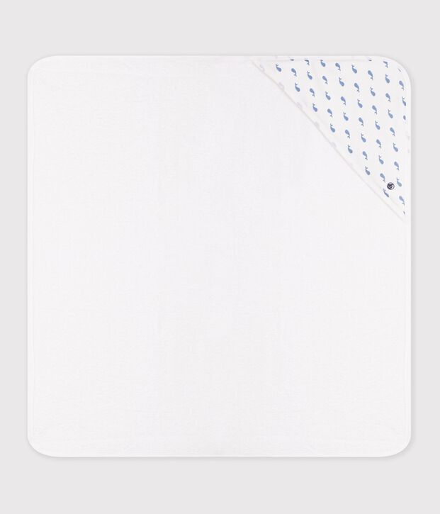 Carr&eacute; de bain b&eacute;b&eacute; en coton bleu/bleu