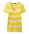 T-shirt femme col V en côte originale rayée jaune SHINE/blanc MARSHMALLOW