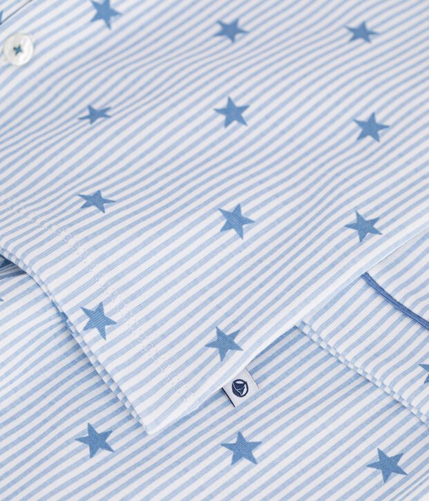 Pyjama boutonn&eacute; enfant en coton imprim&eacute; &eacute;toiles blanc/multicouleur