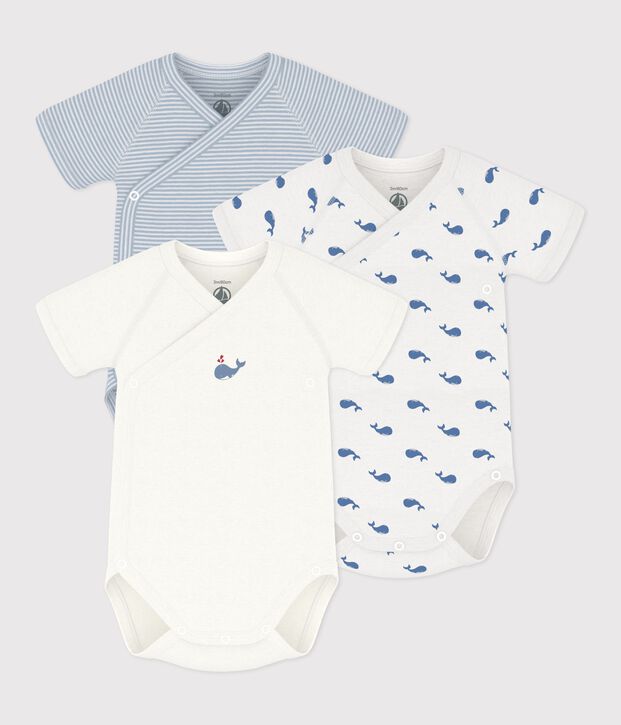 Lot de bodies crois&eacute;s manches courtes en coton imprim&eacute; b&eacute;b&eacute; multicouleur