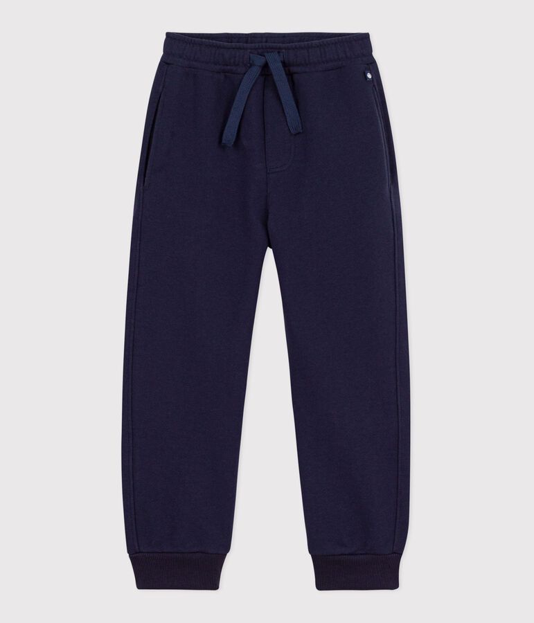 Pantalon de jogging enfant en coton uni bleu
