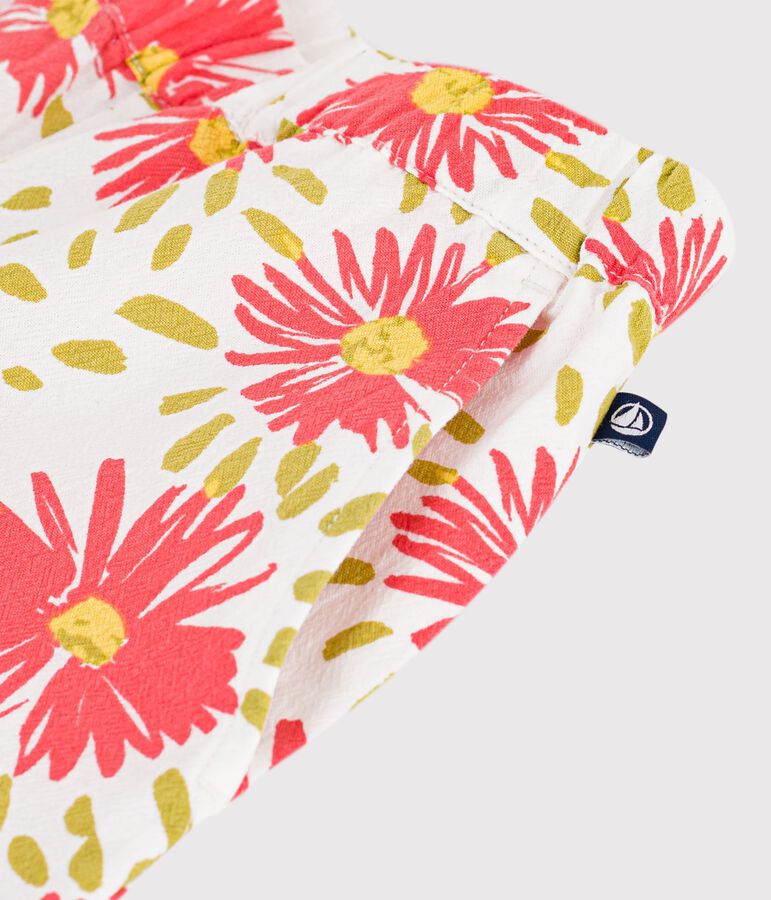 Pantalon enfant en coton &agrave; fleurs blanc/multicouleur