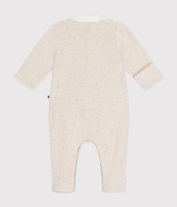 Pyjama en velours b&eacute;b&eacute; beige