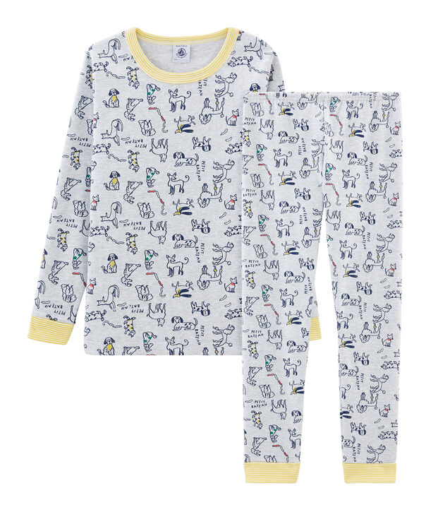 Pyjama petit gar&ccedil;on coupe tr&egrave;s ajust&eacute;e en c&ocirc;te gris/multicouleur
