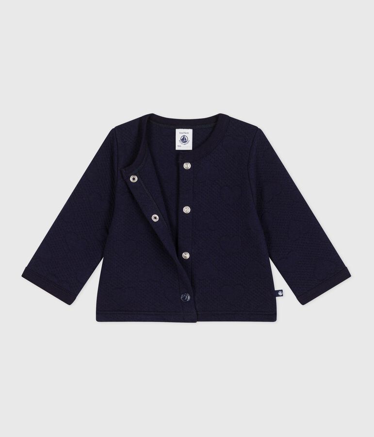 Cardigan b&eacute;b&eacute; en coton &eacute;pais, motifs c&oelig;urs bleu SOIR