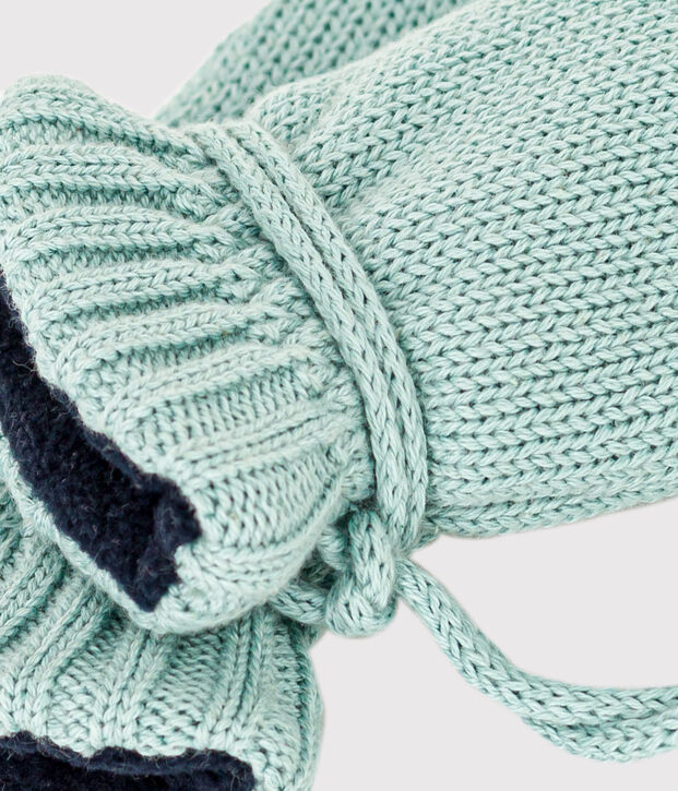 Moufles b&eacute;b&eacute; en tricot doubl&eacute;es en polaire recycl&eacute;e vert