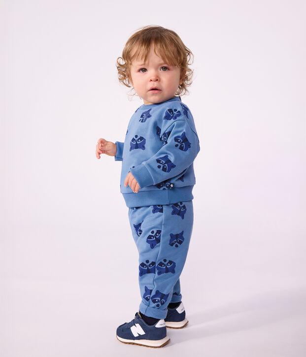 Ensemble sweatshirt et pantalon b&eacute;b&eacute; en coton imprim&eacute; animalier bleu/multicouleur