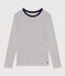 Tee-shirt l'Iconique manches longues en coton rayé femme blanc MARSHMALLOW/bleu SMOKING