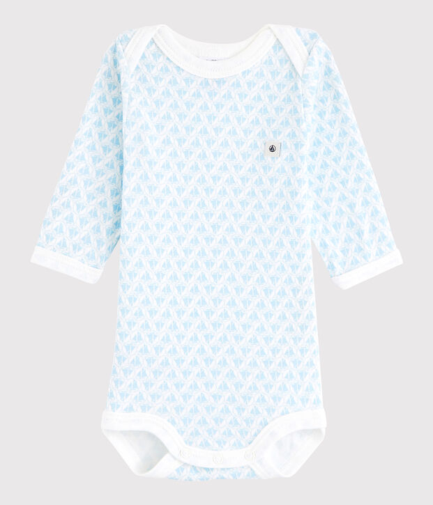 Body manches longues b&eacute;b&eacute; gar&ccedil;on blanc/bleu