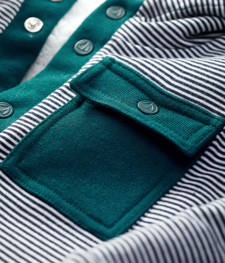 Cardigan en sherpa b&eacute;b&eacute;. blanc MARSHMALLOW/vert PINEDE