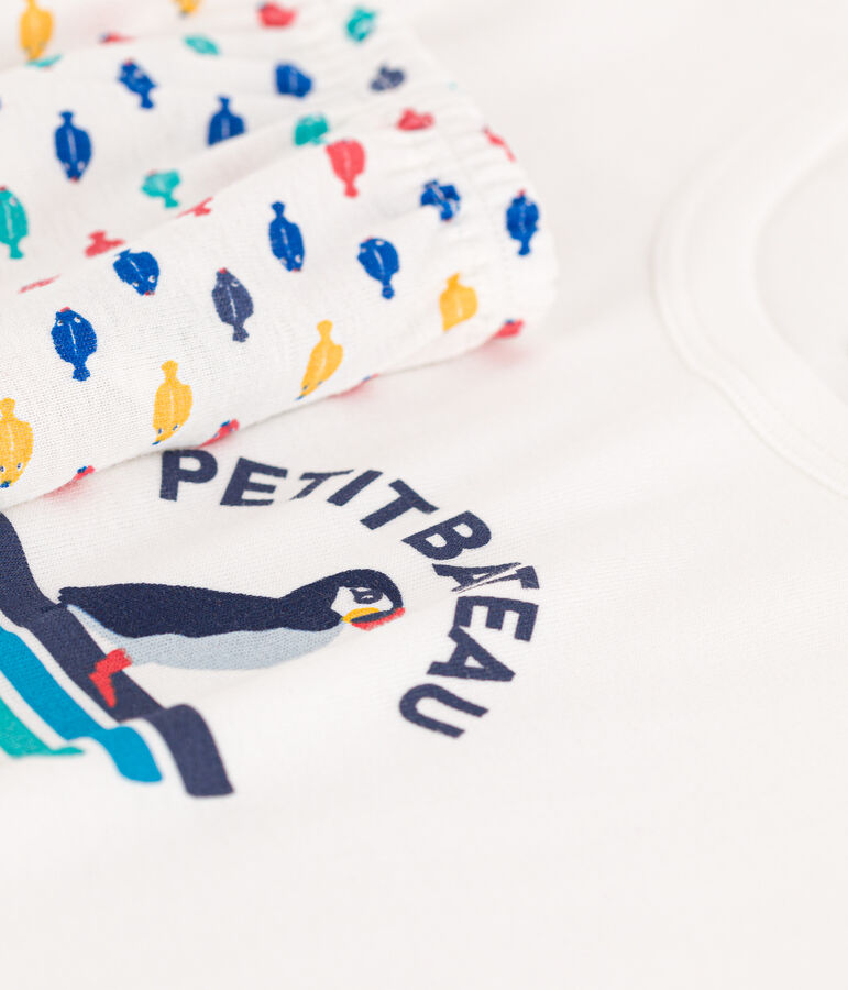 Pyjacourt animaux marins en coton petit gar&ccedil;on blanc MARSHMALLOW/blanc MULTICO