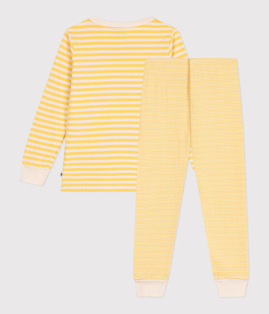 Pyjama enfant en tubique à rayures ORGE/ AVALANCHE