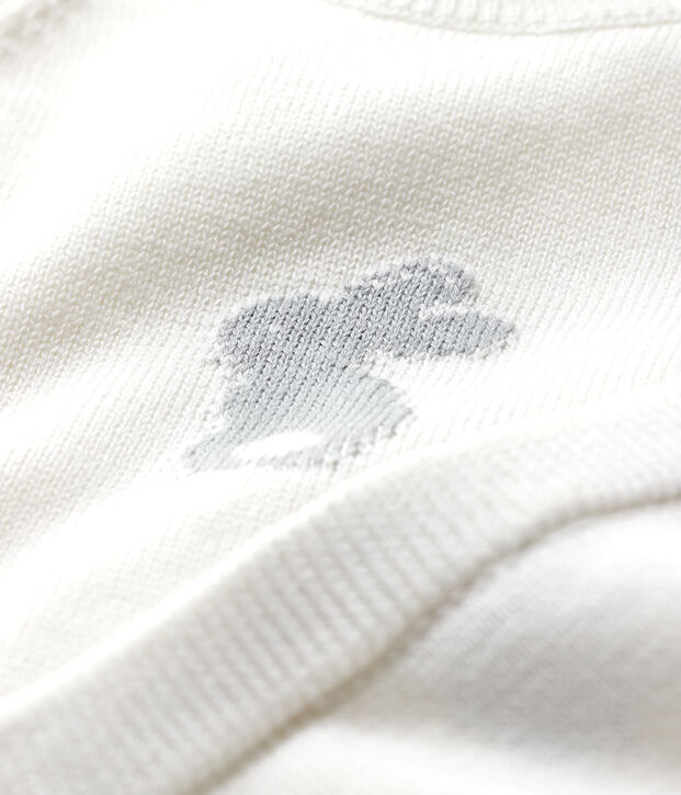 Ensemble 2 pi&egrave;ces blanc b&eacute;b&eacute; en tricot de coton biologique blanc