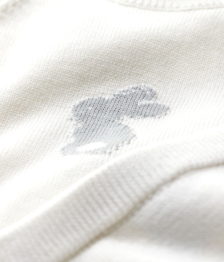 Ensemble 2 pi&egrave;ces blanc b&eacute;b&eacute; en tricot de coton biologique blanc