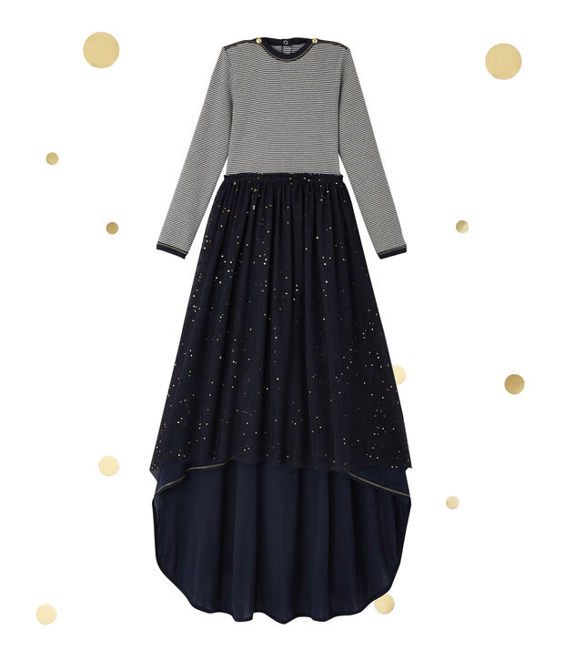 Robe fille manches longues effet 2 en 1 Petit bateau x Marie-Agn&egrave;s Gillot bleu/blanc